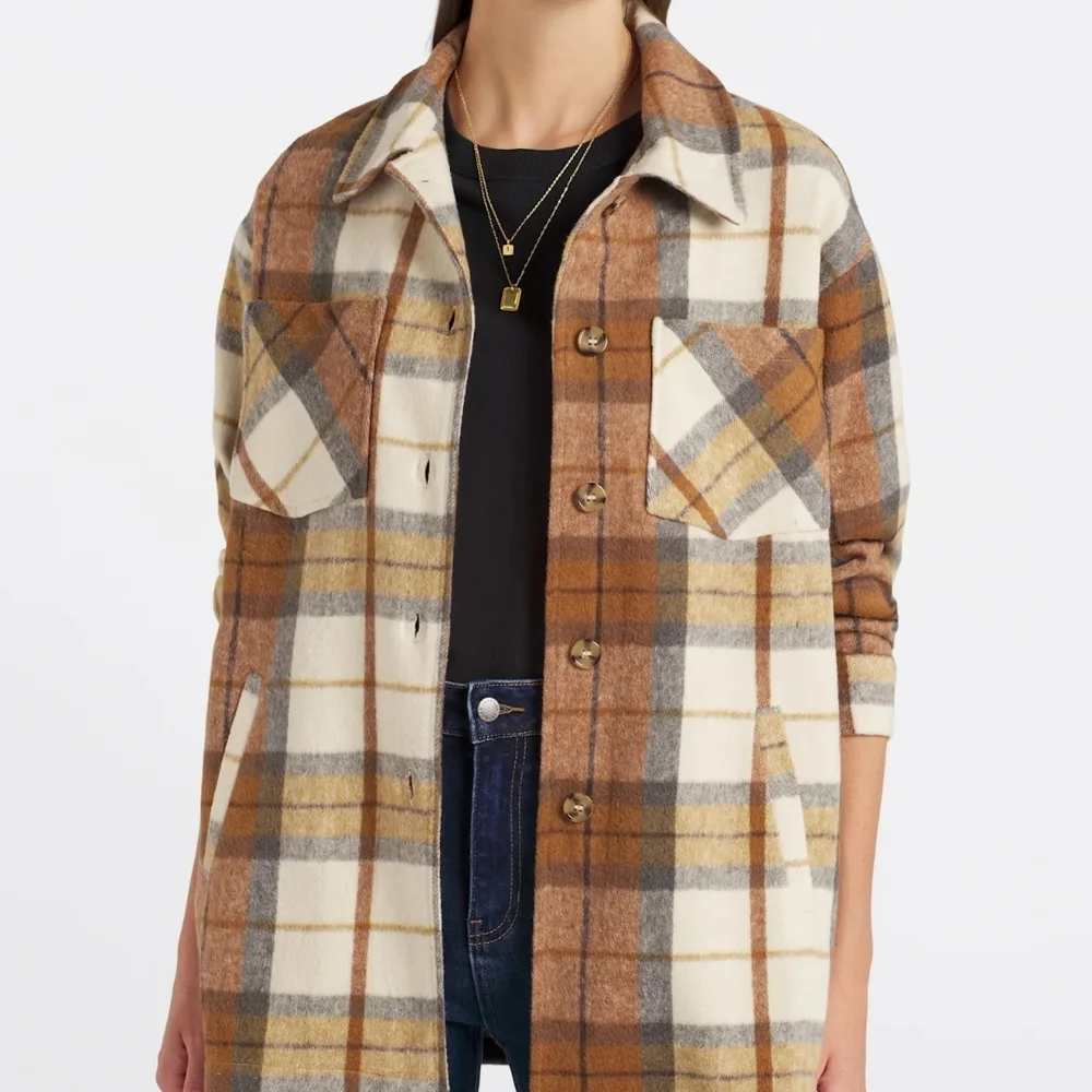 Plaid Button-Up Shacket - Picture 1 of 5